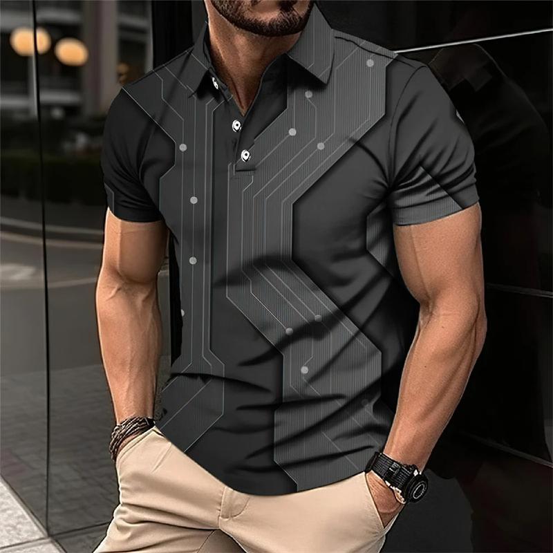Cool Mecha 3D-tryckta kortärmade pikétröjor för män Kläder Tech-stil Kortärmad Mode Techwear Sport Muskel POLO-tröja