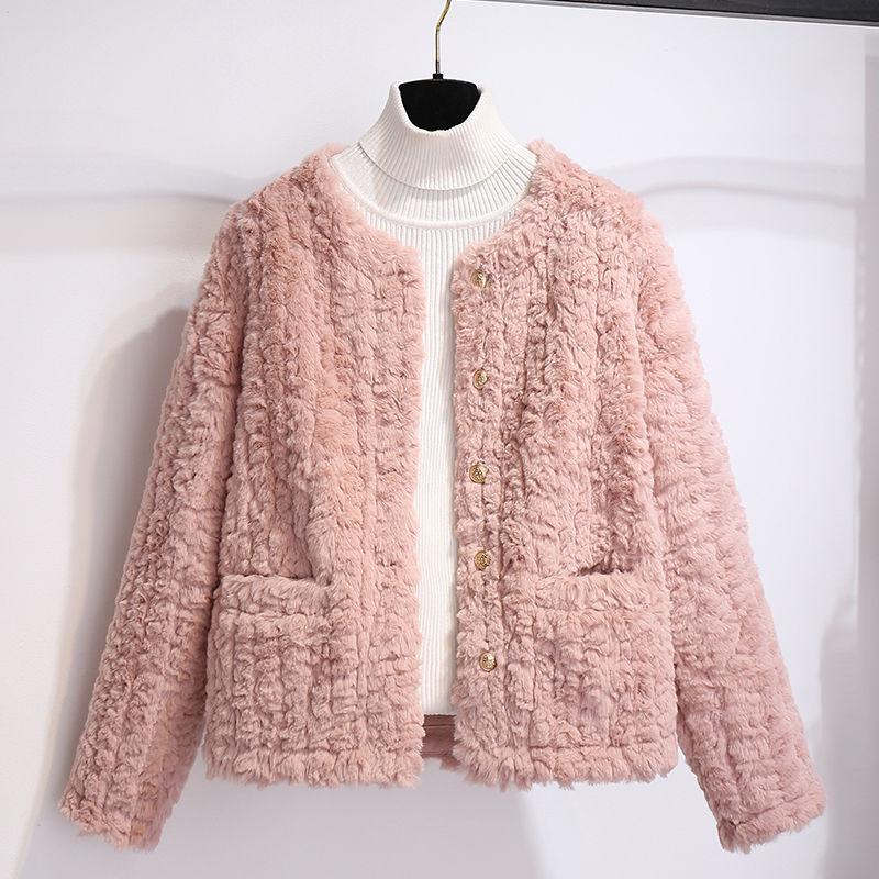 Little Lamb Fur Coat Women's Autumn and Winter Fur One-piece Short Jacket