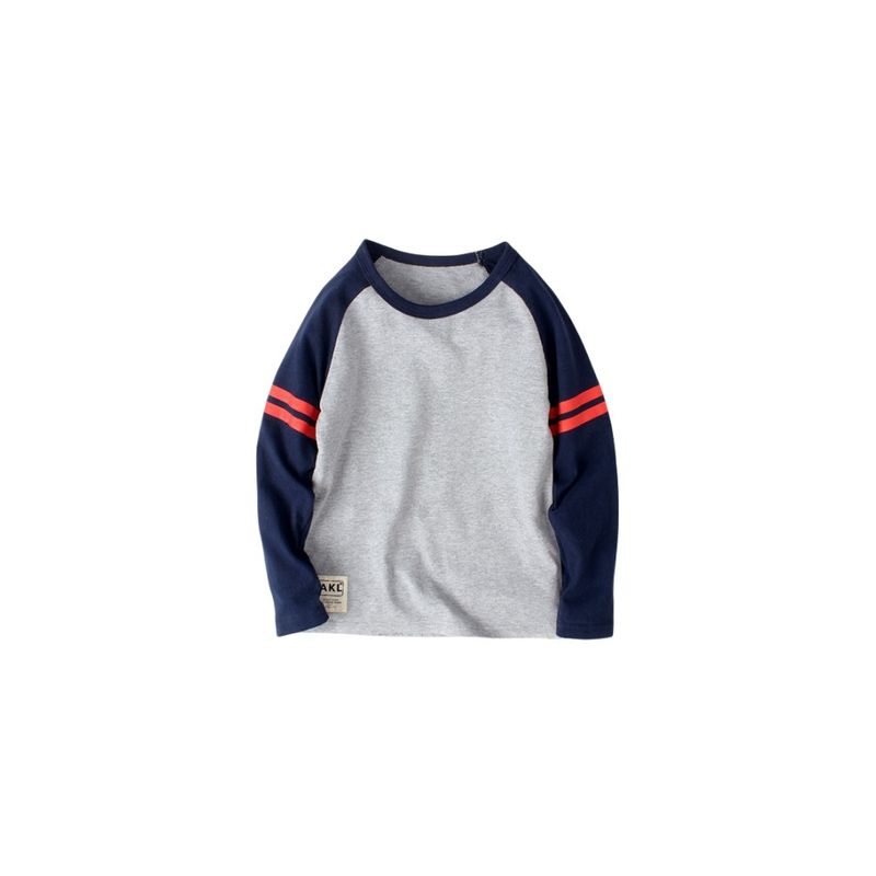 Children's Clothing Spring and Autumn Boys' round Neck Long Sleeves T-shirt Bottoming Shirt Kids Pure Color Tops Children's Two Bars Clothes