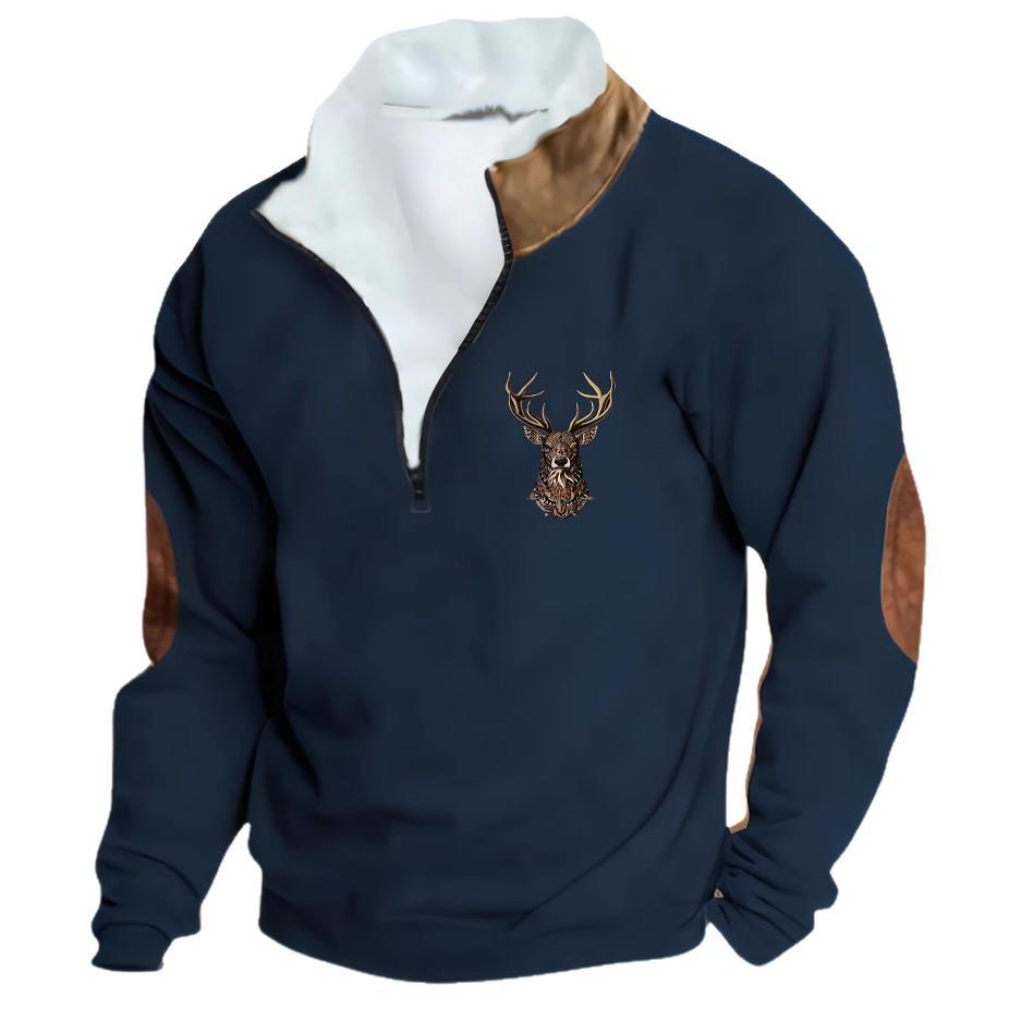 Men's 3D Print Half-Zip Long Sleeve Hoodie Jacket
