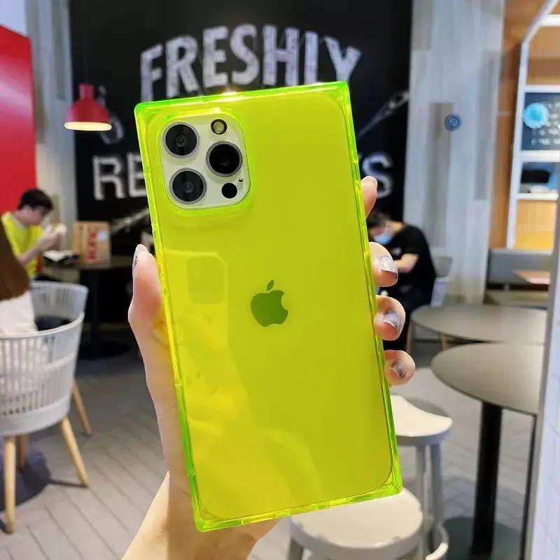 Luxury Transparent Case For iPhone 11 12 13 14 15 16 Pro Max 14 Plus Fluorescent Color Soft Shockproof Cover