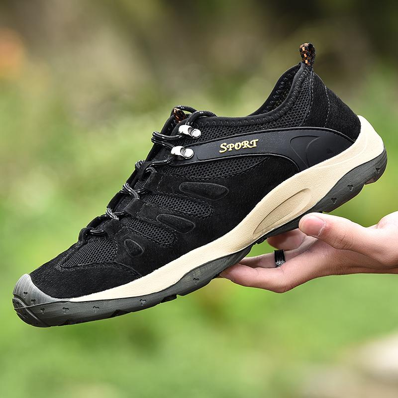 Fashion Casual Leather Men's Shoes Lightweight Sneakers Breathable Outdoor Shoes New Design Male Hiking Shoes Versatile OutdoorTrainers