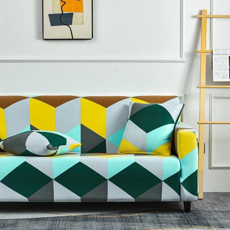 Geometrischer elastischer Sofabezug für Wohnzimmer, Couchbezug, hochelastischer Sofabezug, Möbelschutz, alle Bezüge, Heimdekoration
