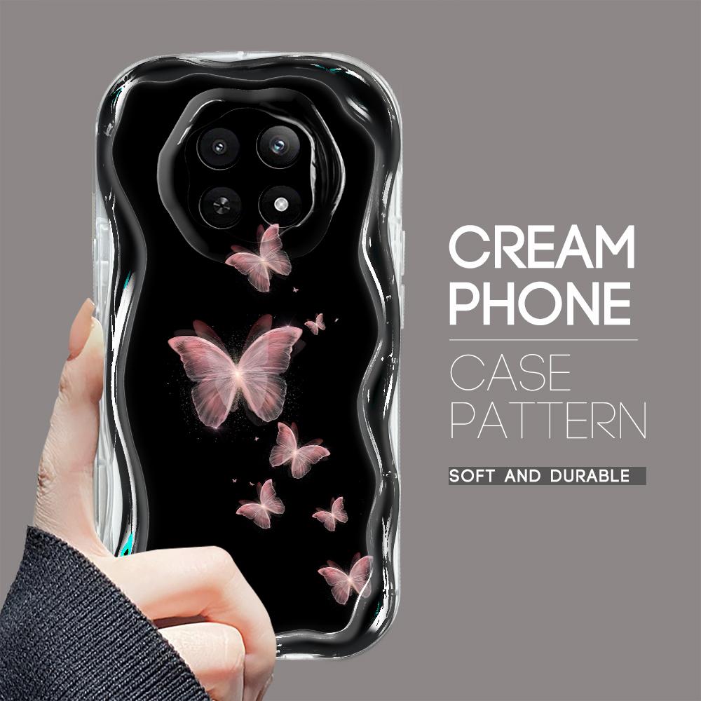 Carcasă cu textura cremă cu model de desene animate, cu margine ondulată, husă din silicon moale pentru telefon pentru OPPO Reno Realme OnePlus Vivo