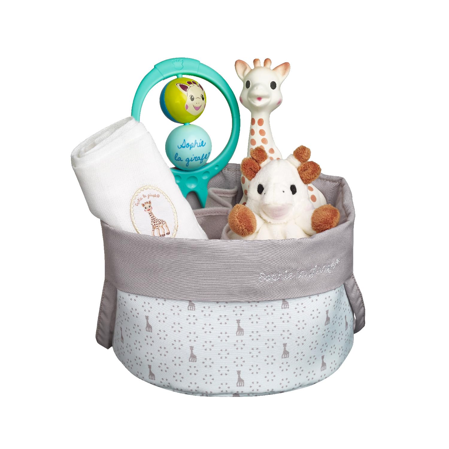 Happy Basket Sophie s Baby Gift Set (5 items) - Sophie the Giraffe [Official Japanese Product] Vulli - Sophie + Basket + Doudou + Blanket + Rattle - B