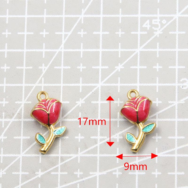 9x17mm Gold-Tone Stainless Steel Plant Charm Pendant for DIY Jewelry