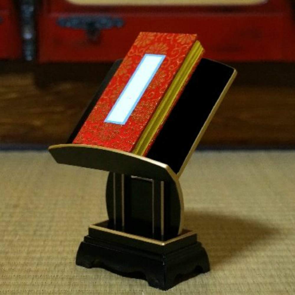 Sunmany Reading a stand for holding a family a low reading made in Yamanaka A simple design for Buddhist modern and Shinto black gold Compact and
