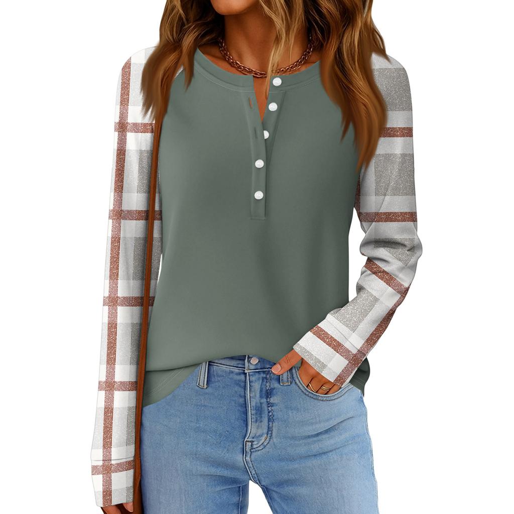 Women's Fashion  Loose Long Sleeve Round Neck Casual Top