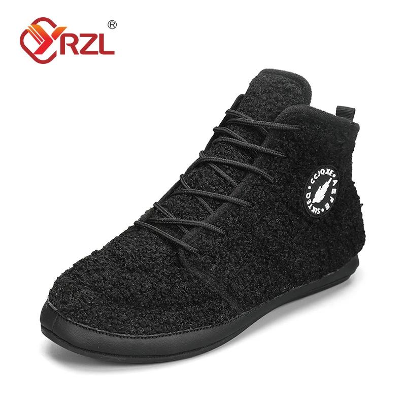 

YRZL Новые повседневные туфли Мягкие нескользящие пушистые хлопковые туфли Дизайн плюшевой зимней теплой мужской обуви для дома и улицы Прогулочная обувь для мужчин 39 чёрный