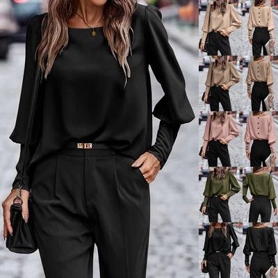 Women's ,color Casual And Versatile Round Neck Stylish Shirt Top