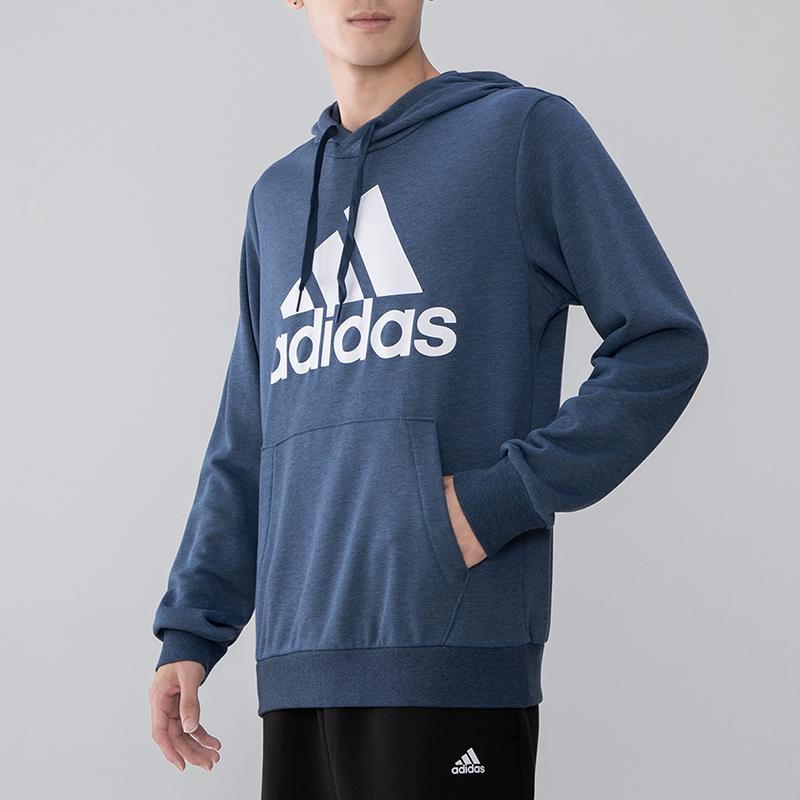 Adidas Essentials Флисовый принт с логотипом Вязаный пуловер с капюшоном Мужская — фото 5