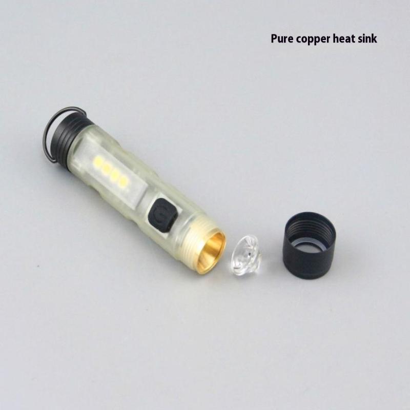 Mini Keychain Flashlight Type-C Fast Charging Torch Lamp With Magnet Multifunction Warning Camping Flashlight