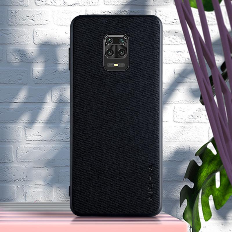 

Textile Case for Xiaomi Redmi Note 9 9S 8 Pro 7 Pro Soft TPU around edge Hard PC 3in1 material Redmi Note 9S чорний