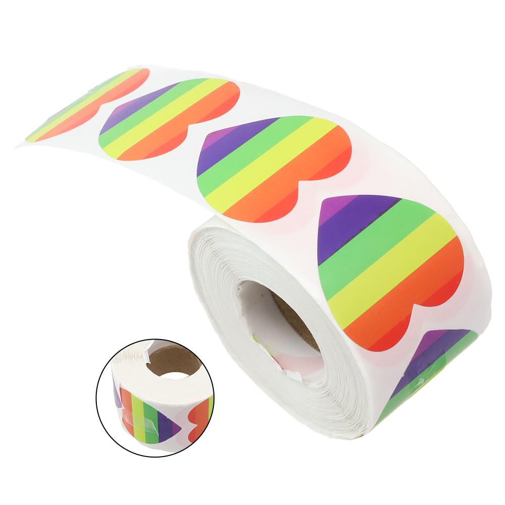 500pcs Heart Heart Pride Stickers Love Pride Rainbow Stickers Love Heart Baking Stickers Ribbon Love Rainbow Heart Shaped Tapes