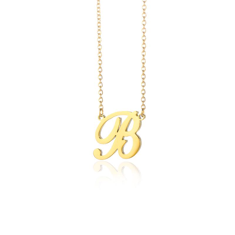 Stainless Steel Lowercase Letter Necklace with Clavicle Chain - European & American Design