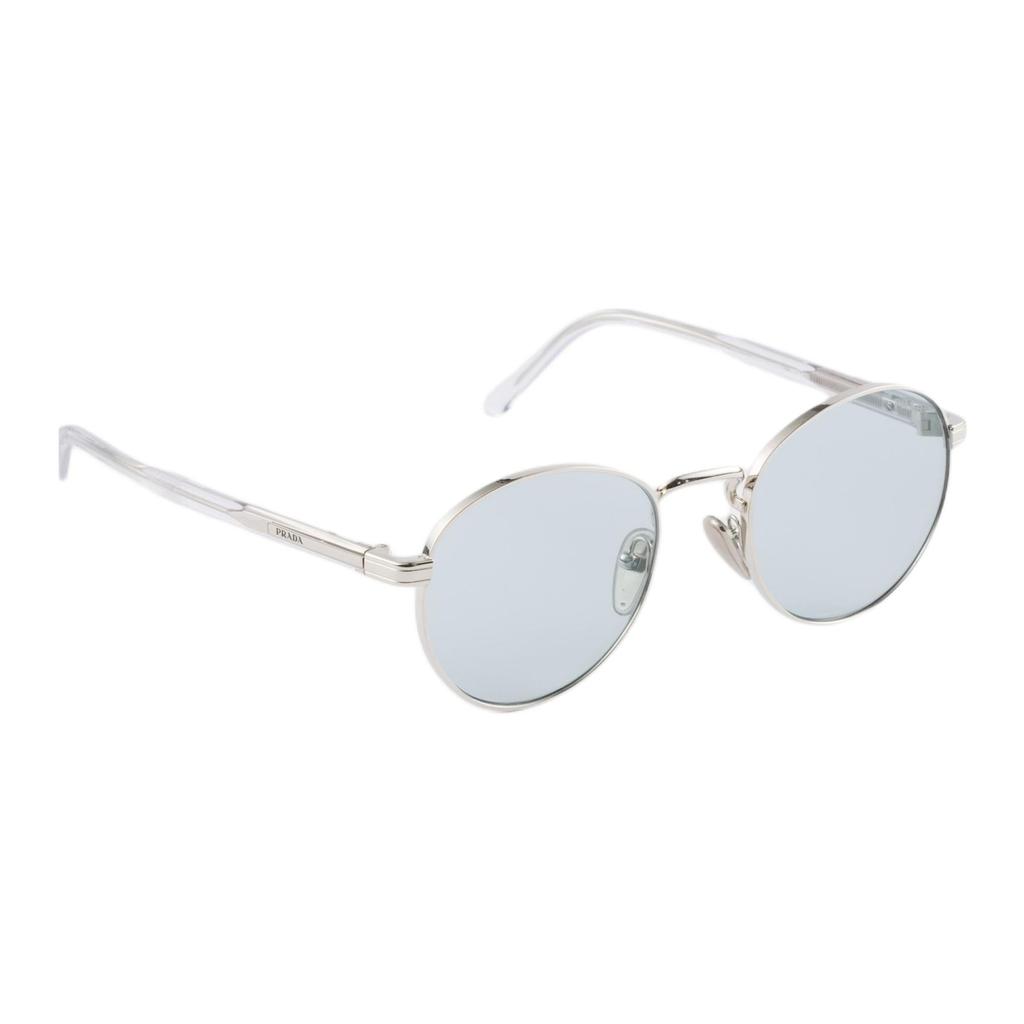 Prada Full Frame Design Metal Round Sunglasses Men sunglasses Silver SPRB51E1BCC053