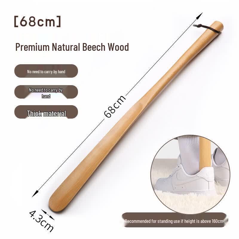 LIEI Long-Handled Walnut Wood Shoehorn