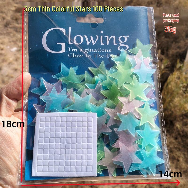 100-Piece 2-3cm Fluorescent 3D Star Wall & Refrigerator Glow Stickers
