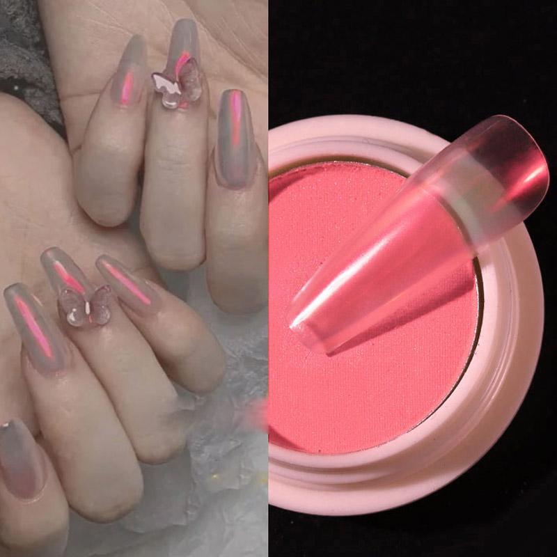1 PC Nail Tool Ice Transparent Nude Color Powder Aurora Powder Net Red Manicure Magic Color Mirror Flour Powder