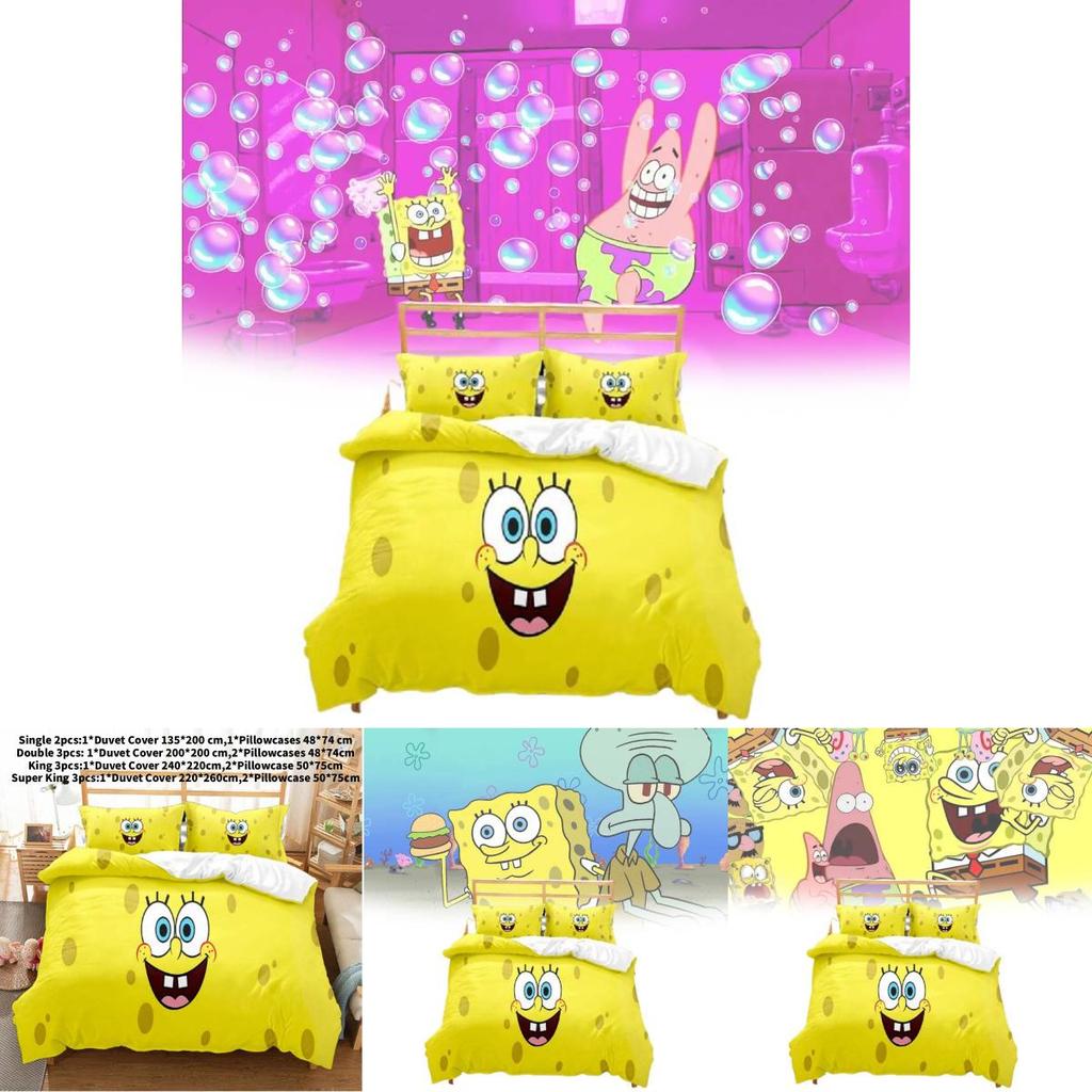 Spongebob Squarepants Bedding Set With Polyester Fabric For Kid And Teens Sleep Decor