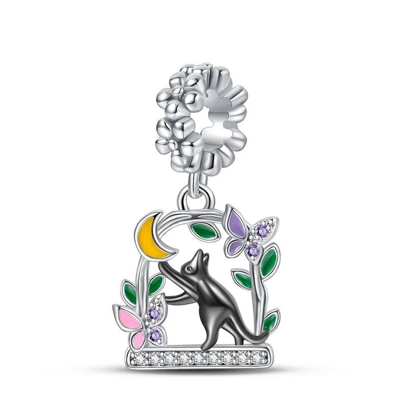 Copper-Plated Cat Series-Cat Friends Charms Fit Pan Snake Bone Bracelet Diy Bead Women Jewelry Birthday Gift New In