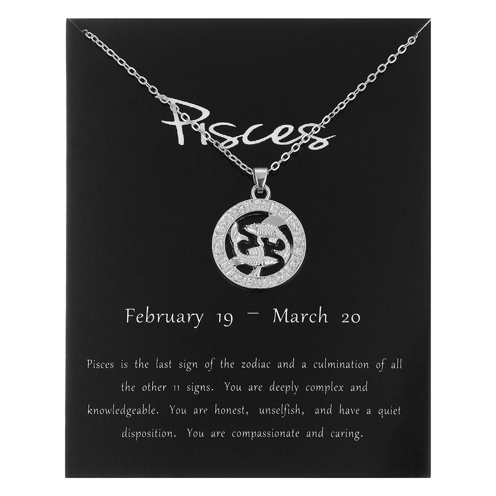 

Европейские и американские украшения Розовое золото Двенадцать знаков зодиака Круглый трехмерный кулон Ожерелье 45CM