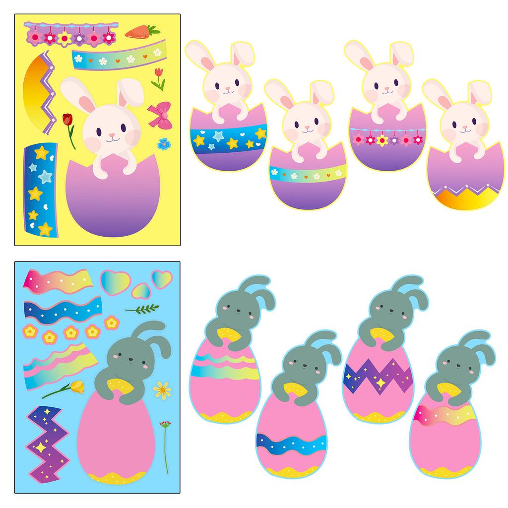 6 Sheets Easter Stickers Make Your Own Easter Eggs Bunny Make A Face Sticker Kids Party Favor Gifts Children DO IT YOURSELF Puzzle Playthings