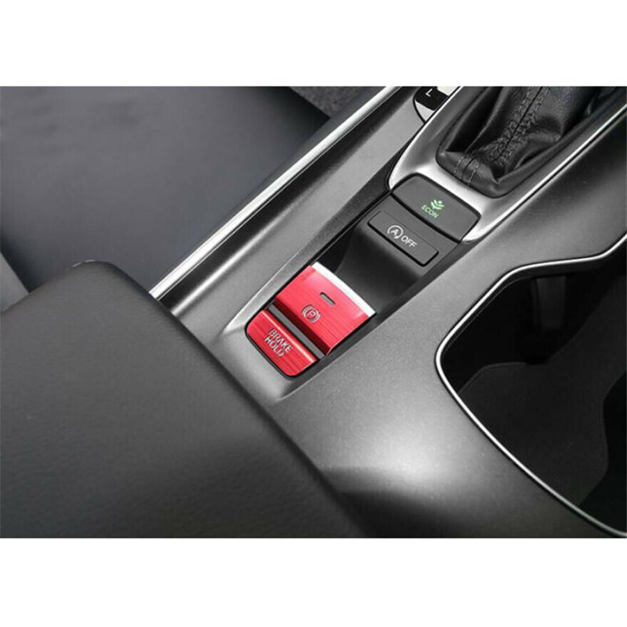 2Pcs Aluminum P Gear BRAKE HOLD Button Cover Trim For Honda Accord 2018-2019 Red