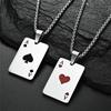 Stainless Steel Ace of Spades & Hearts Pendant Necklace - Hip-Hop Style Versatile Sweater Chain