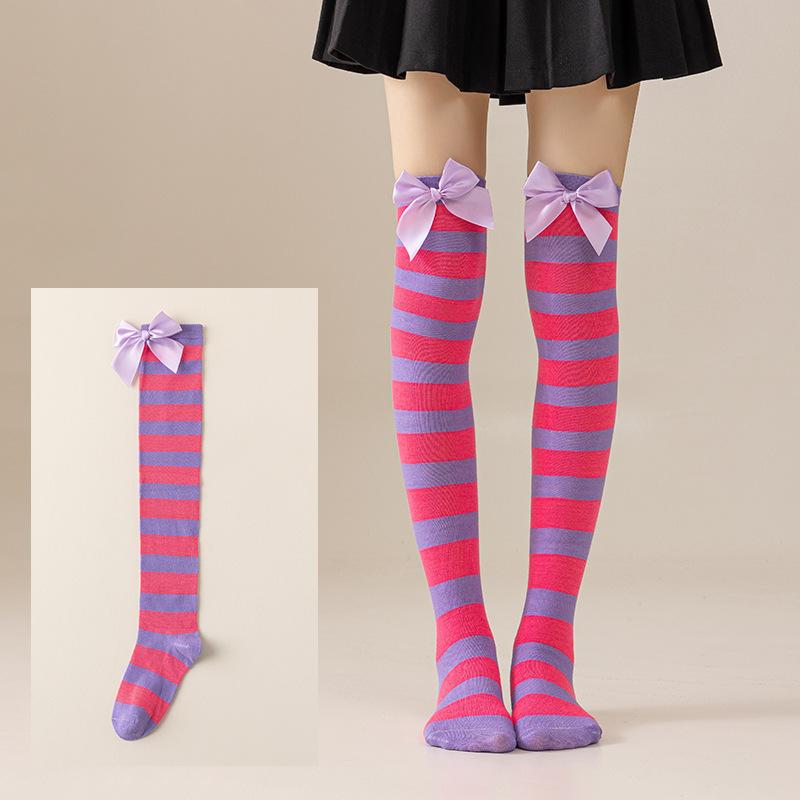 Women Over Knee Socks Christmas Diagonal Striped Christmas Thigh High Stockings Knee High Socks