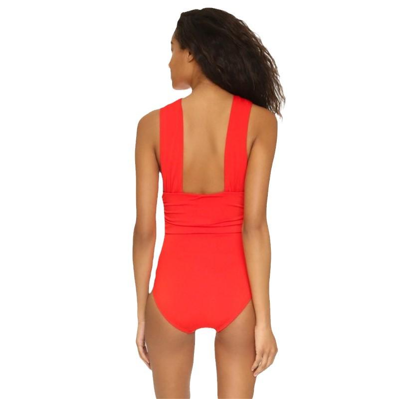 European & American Women's Plus Size Deep V Cross-Back Swimsuit