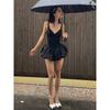 H's European and American Women's Clothing Black Swan Ballet Aesthetic Lace Chest Strap Dress Waist-Tight Slim Looking Bud Skirt