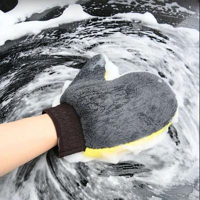 1Pcs Luva de lavagem de carro Dupla face Soft Coral Fleece Luva de limpeza Absorção de água Ferramentas de limpeza de carro Acessórios automotivos