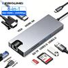 KEBIDUMEI Gigabit Ethernet USB C HUB VGA HDMI Dual Video Docking Station Type C To HDMI PD100W SD TF Card Reader for PC MacBook