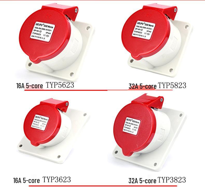 Weipu TYPR285 Angled Aviation Plug, Male/Female Connector, 16A/32A, 5-Core, Surface/Flush Mount
