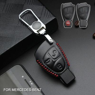Leder Fernbedienung Auto Schlüsselanhänger Fall Abdeckung Halter Shell für Mercedes Benz CBER Klasse GL CLS CLK SLK W203 W211 W204 3 Tasten Kette