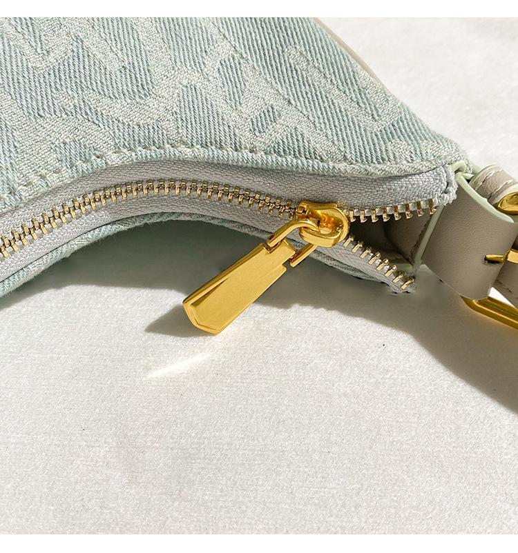 Korean Style PU Denim Women's Underarm Baguette Shoulder Bag - 2021 New Niche Dumpling Design