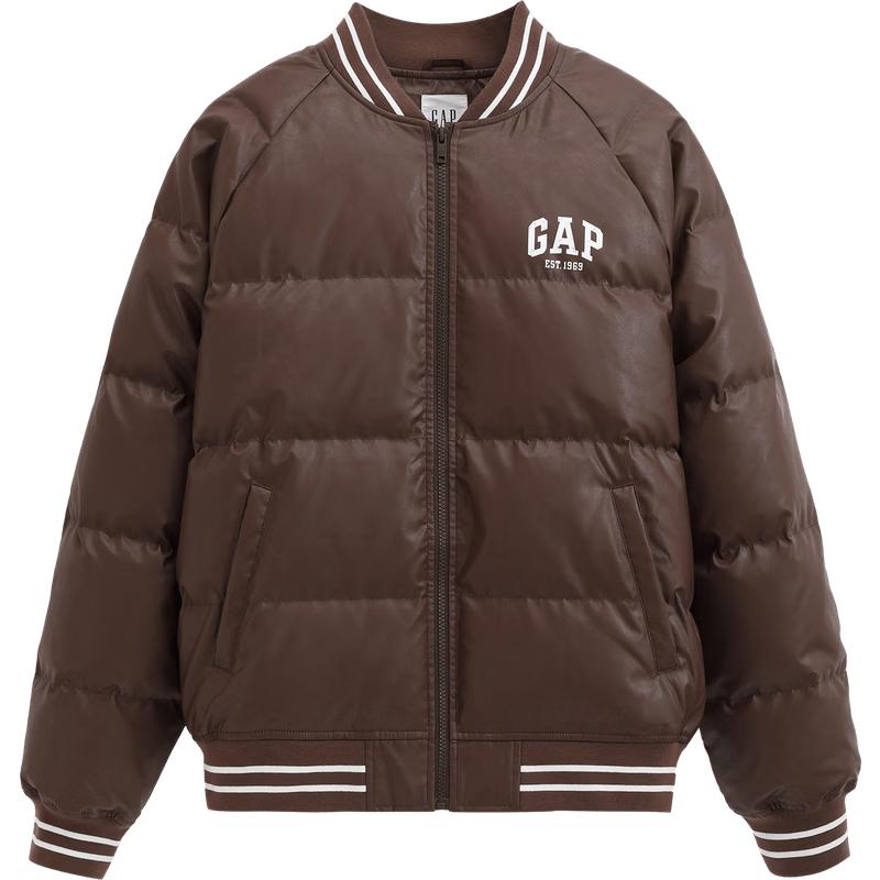 GAP Unisex Faux Leather Logo Down Jacket M (170/92A) Asian