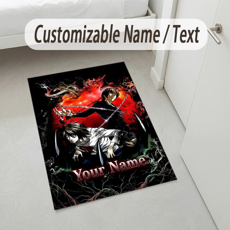 Personalized Crystal Velvet Carpet,Death Note Custom Printed Name, Plush Area Rug For Home Indoor Decor
