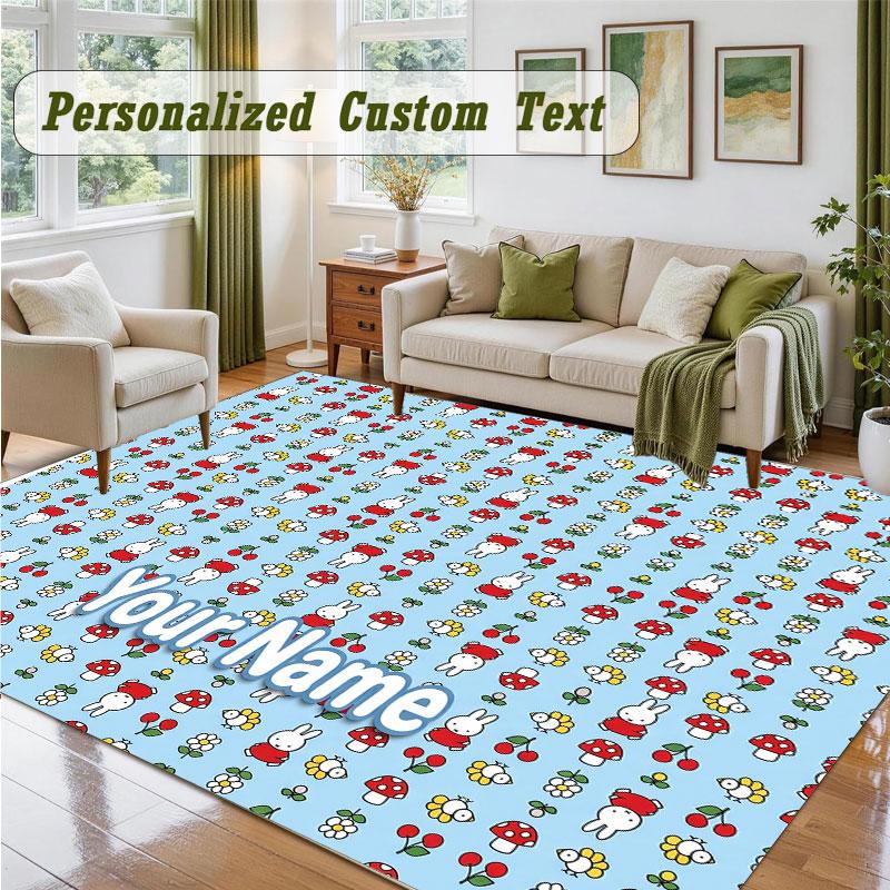 Crystal Velvet Square Rug Custom NameMiffy Pattern Non Slip Home Floor Decor Rug