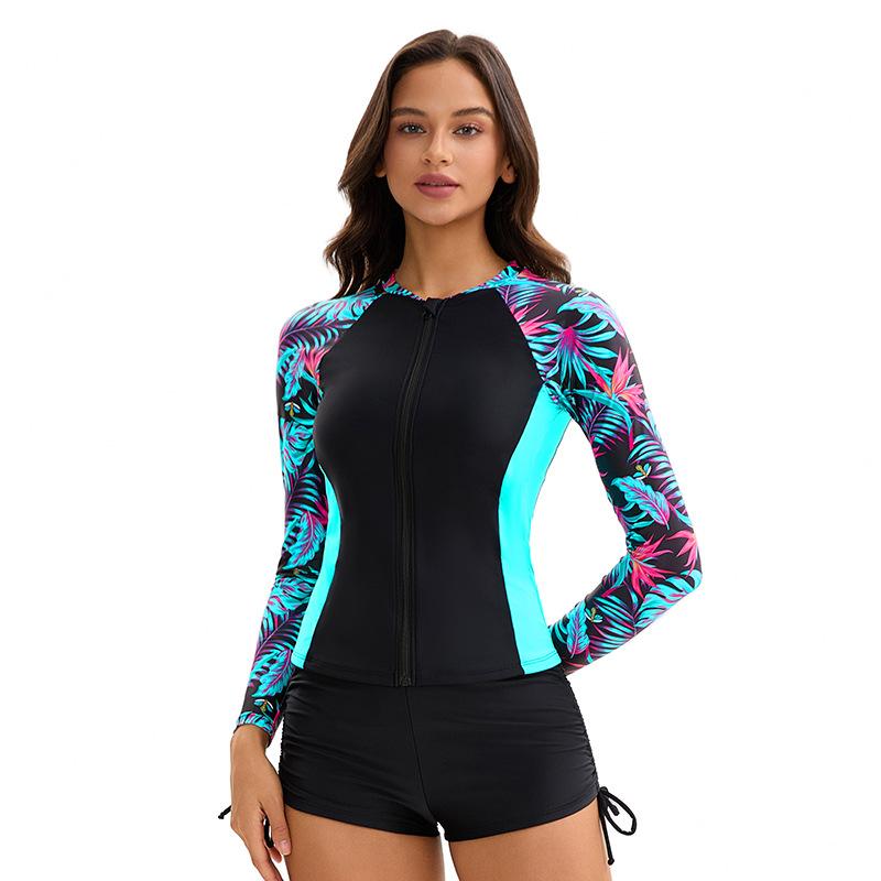 Sports Tankini Swimsuit Women s European and American Long Sleeve Sunscreen Surf Suit Split Swimsuit Conservative S