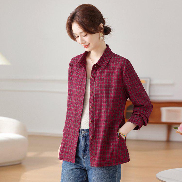 

2026 Pure Cotton Long Sleeve Cardigan for Middle-Aged Women - Stylish, Casual, Lightweight Jacket 4XL червоний