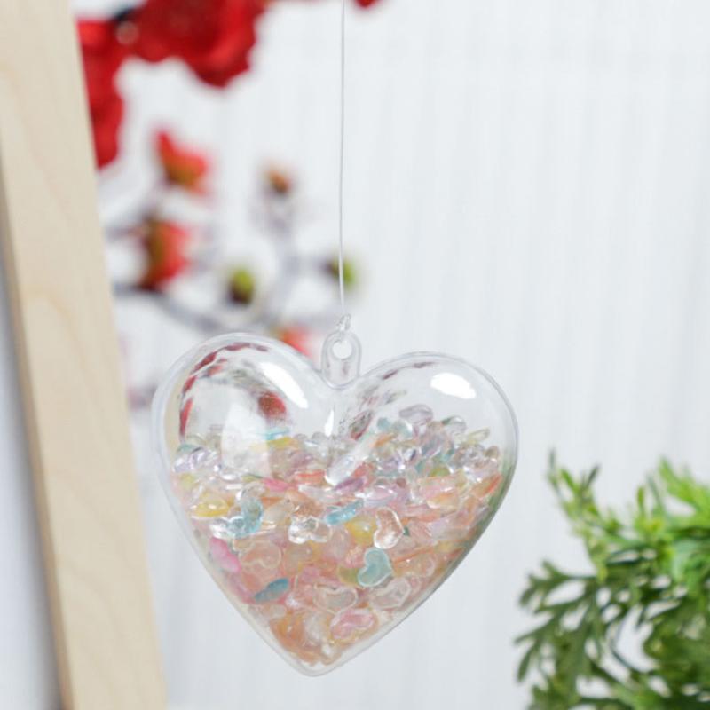 WTEMPO Heart Shaped Clear Fillable Ball Decorations DIY Craft Cute Plastic Wedding Hanging Ornament Balls for Christmas Tree Home Decor Birthday Gifts