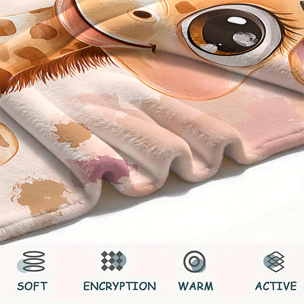 Giraffe Print Flannel Blanket, High quality Comfortable for All Seasons, Home Decor, Warmth and Comfort, Perfect for Christmas Gifts