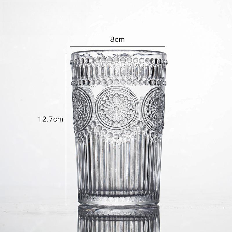 Sonnenblumen-Wasserbecher, Retro-Relief-Glasbecher, Kaffeetasse, Internet-berühmter Kaltgetränkebecher, Haushaltsglasbecher