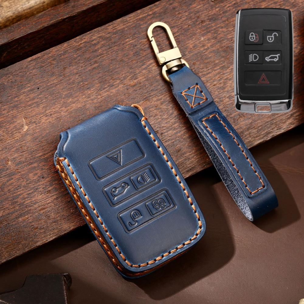 Top Grain Leather Key Case for Range Rover Discovery Defender with Leather Strap, Anti-Scratch Full Protection
