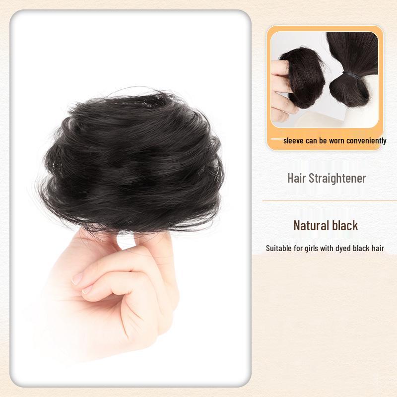 Real Hair Fluffy Bun Hair Tie - Natural Updo Flower Bud Style