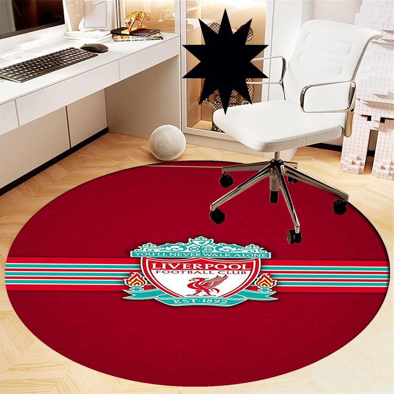 Alfombra Redonda Estampada del Liverpool Football Club Alfombra para Silla Alfombra de Área Felpudos para Entrada, para Silla de Oficina Sala de Estar Dormitorio Cocina.