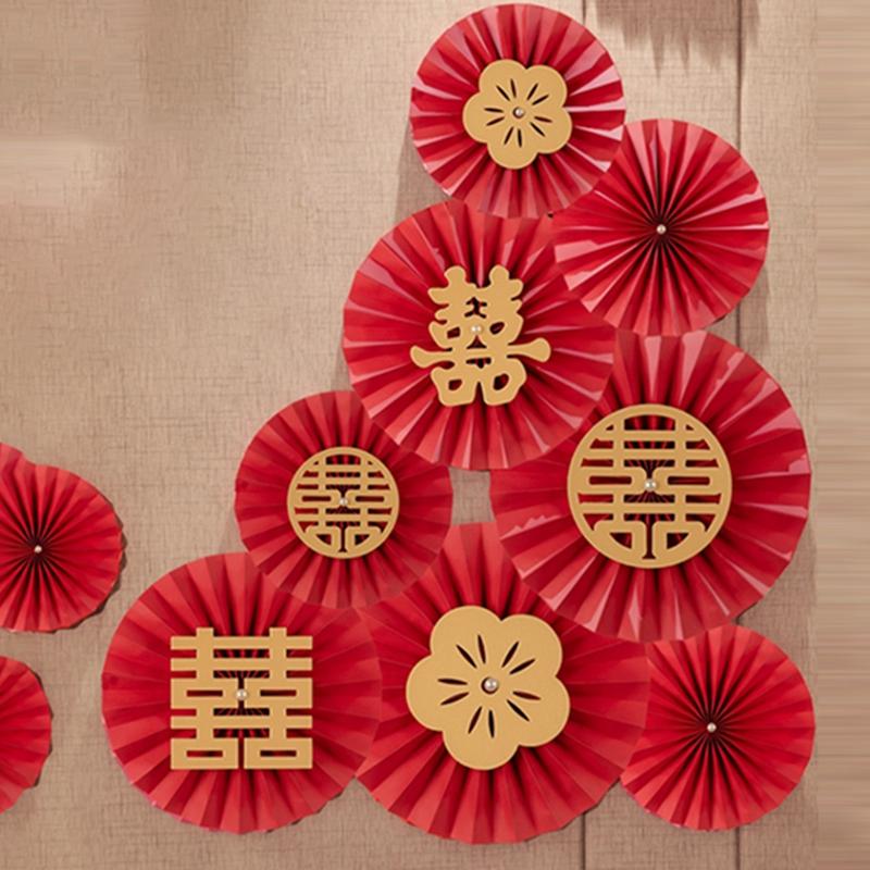 Chinesische Hochzeitsdekoration Zubehör 3D Statisch Doppel Glück Aufkleber Wanddeko Traditionelle Chinesische Hochzeit Hintergrund Ornament