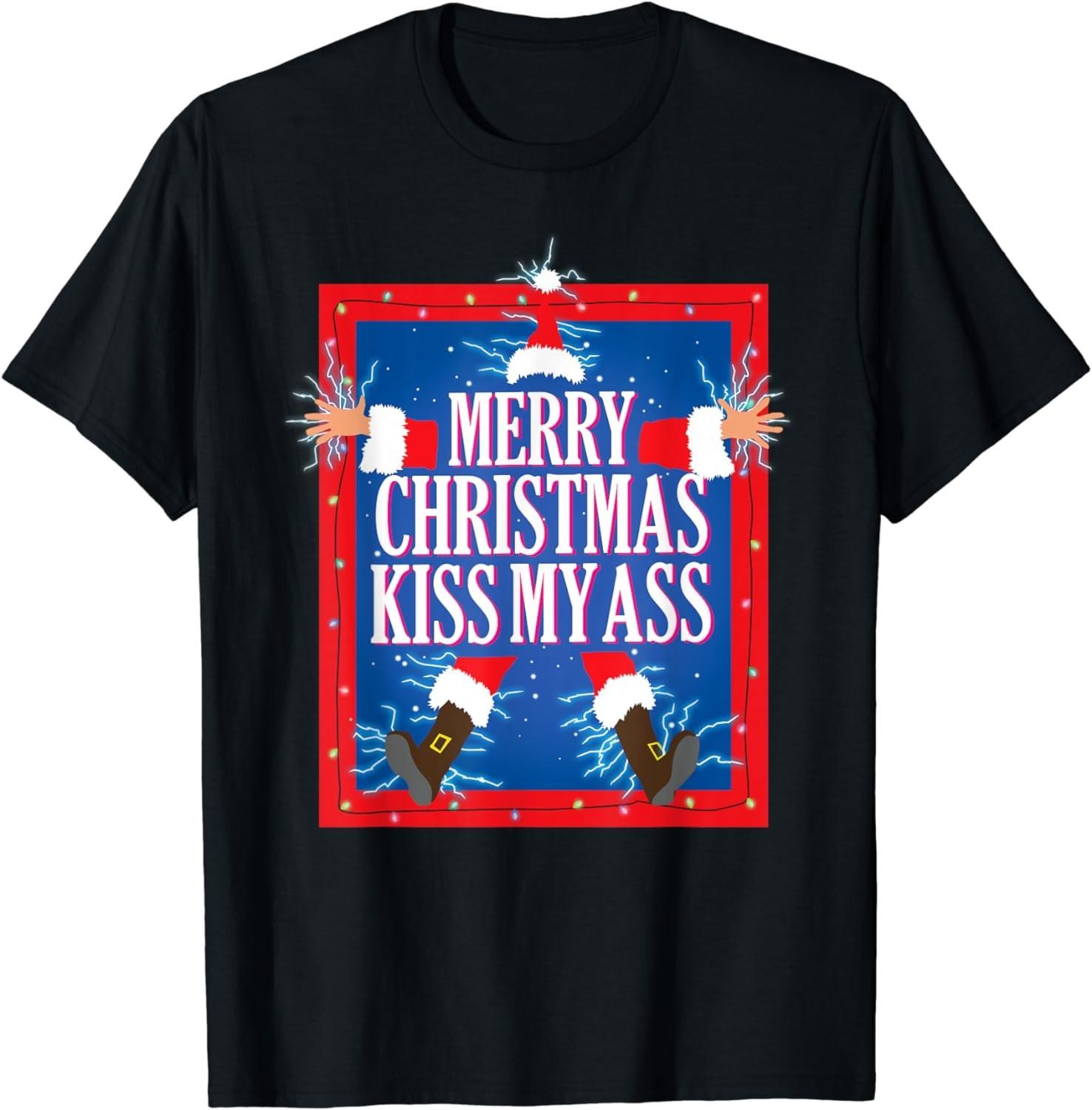 NEW LIMITED! Merry Christmas Kiss My Assh Funny Christmas Tee - MADE IN USA XXXXL